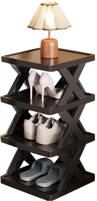 플로리 다층 소형 현관 신발 수납함 4단, 4 다크블랙, 1개