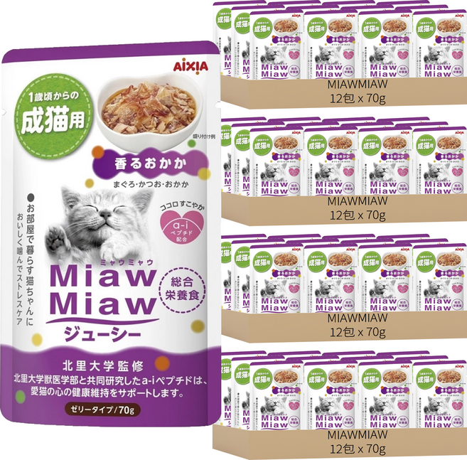 MIAWMIAW 妙喵主食軟包, 鰹魚 + 柴魚, 70g, 48包