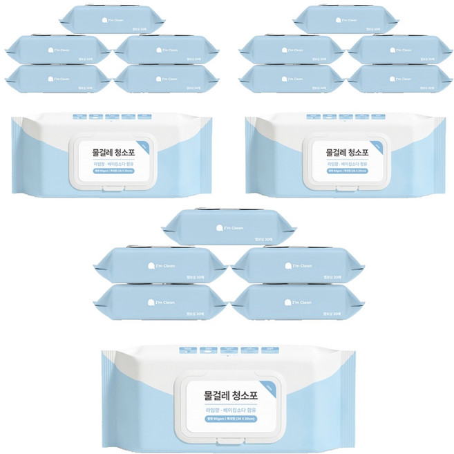 아임클린 물걸레 청소포 특대형 캡형 라임향 30매, 18개