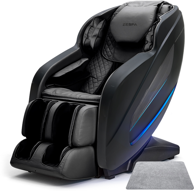 제스파 컴포르테 안마의자 + 전용 러그 세트 방문설치, ZPC2040, 무광 제트블랙, 브라운