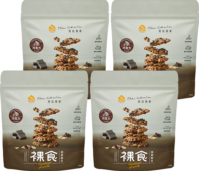 The Chala 蕎拉燕麥 裸食燕麥脆片 巧克力, 230g, 4包