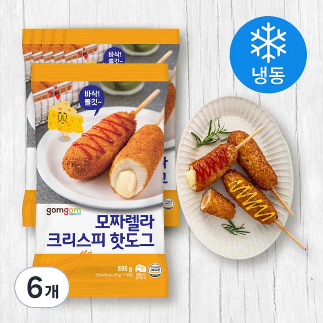 곰곰 크리스피 모짜렐라 핫도그 (냉동), 85g, 7개입, 6개