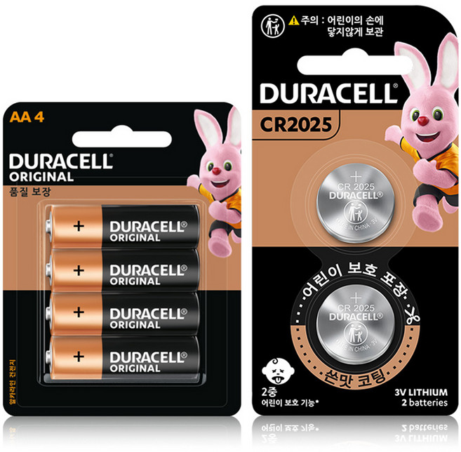 듀라셀 알카라인 건전지 AA 4p + CR2025 2p 세트, 1세트