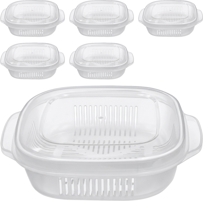 百貨King 可微波加熱萬用保鮮盒 內置蒸盤, 6個