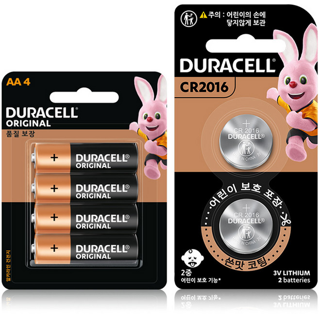듀라셀 알카라인 건전지 AA 4p + CR2016 2p 세트, 1세트