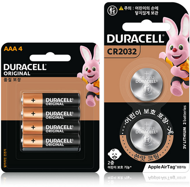 듀라셀 알카라인 건전지 AAA 4p + CR2032 2p 세트, 1세트