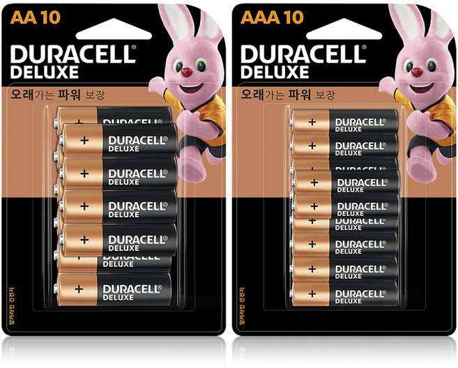 듀라셀 디럭스 알카라인 건전지 세트 AA 10p + AAA 10p, 1세트