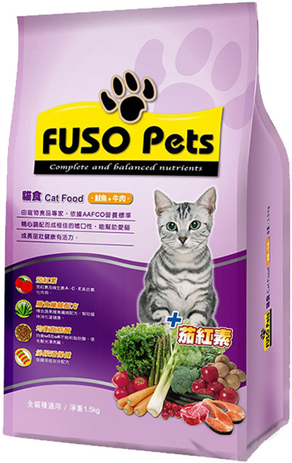 福壽實業 FUSO Pets 貓食, 鮭魚 + 牛肉, 1.5kg, 1袋