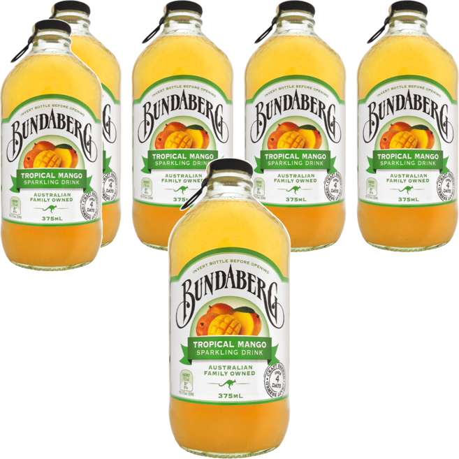 BUNDABERG 賓德寶 芒果風味氣泡飲, 375ml, 6瓶