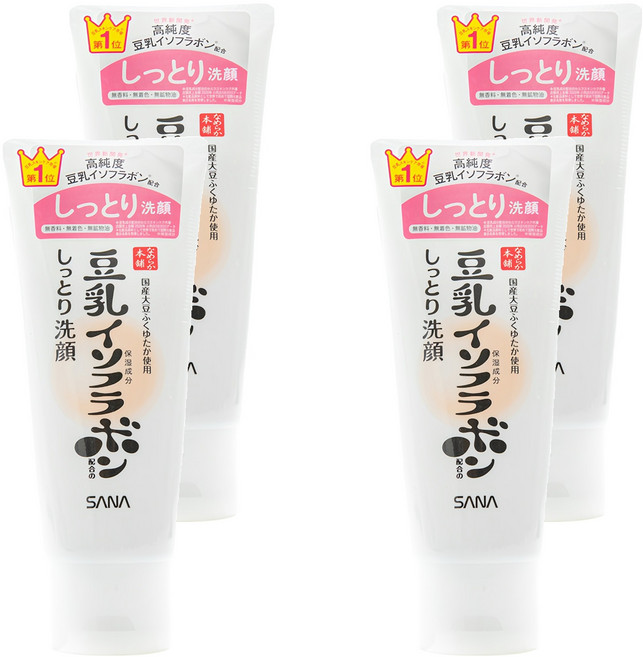 SANA 莎娜 豆乳美肌 洗面乳 濃潤, 150g, 4條