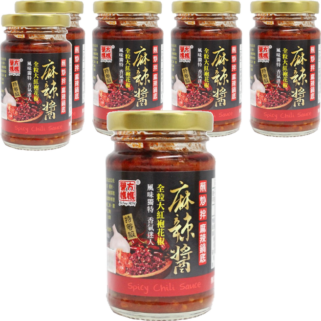 譽方媽媽 特等級大紅袍花椒麻辣醬, 130g, 6罐