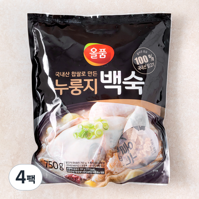 올품 누룽지백숙, 750g, 4팩