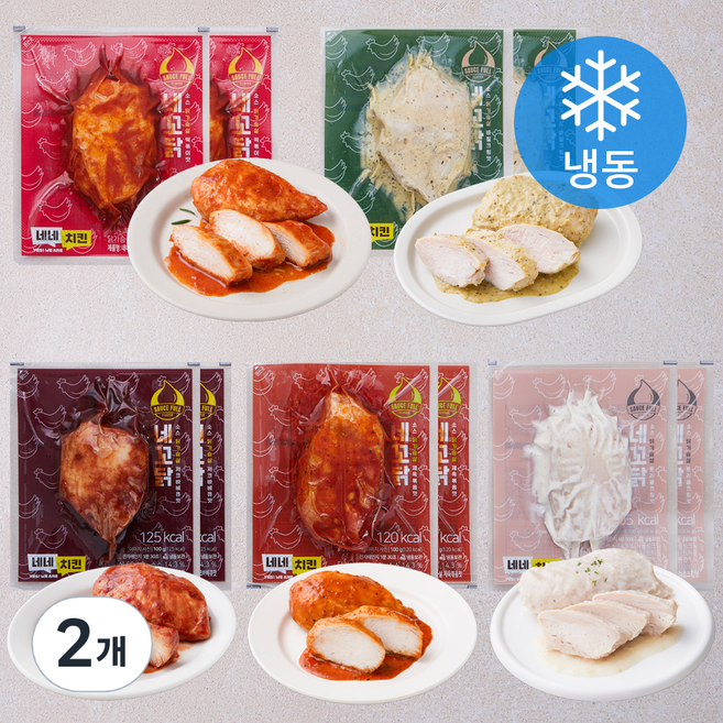 네네치킨 네꼬닭 소스 닭가슴살 5종 x 2개입 세트 (냉동), 100g, 10개입, 2개