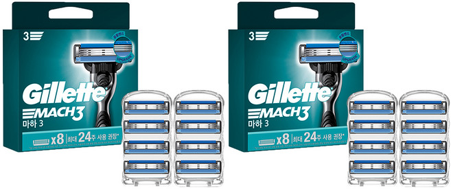 질레트 정품 마하3 면도날, 8개입, 2개