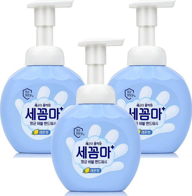 세균아꼼짝마 항균 버블 핸드워시 레몬향, 250ml, 3개