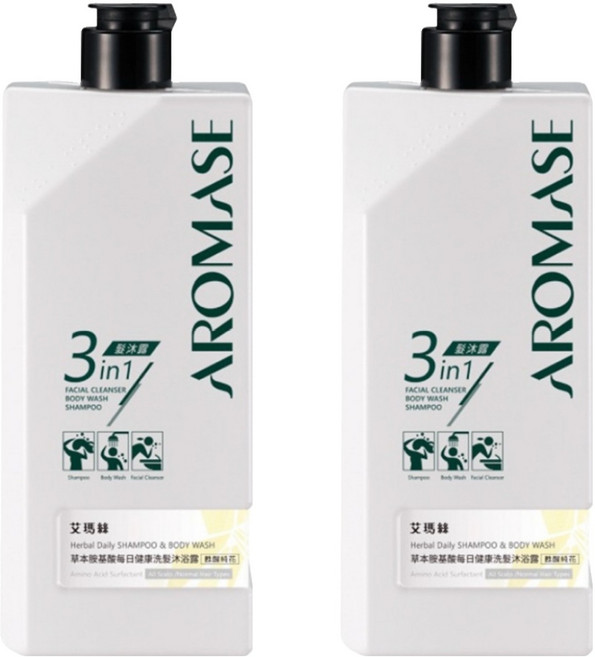 AROMASE 艾瑪絲 草本胺基酸每日健康洗髮沐浴露 甦醒純花, 2個, 520ml