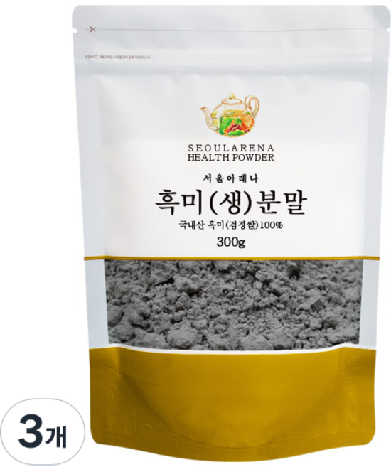 서울아레나 흑미 생 분말 국내산, 300g, 3개