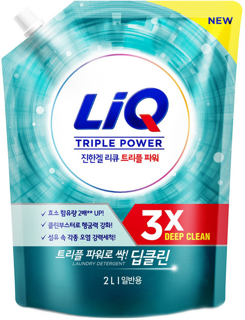 리큐 진한겔 딥클린 트리플파워 일반용 액상세제 리필, 2L, 1개