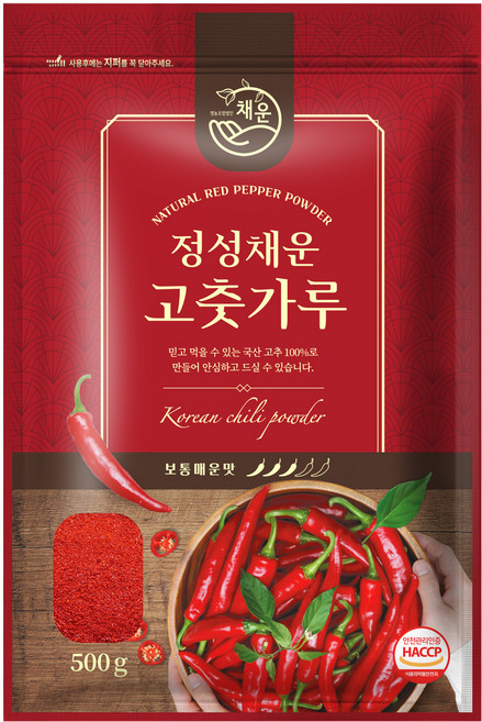 정성채운 국산 고춧가루 고운굵기 보통매운맛, 500g, 1개