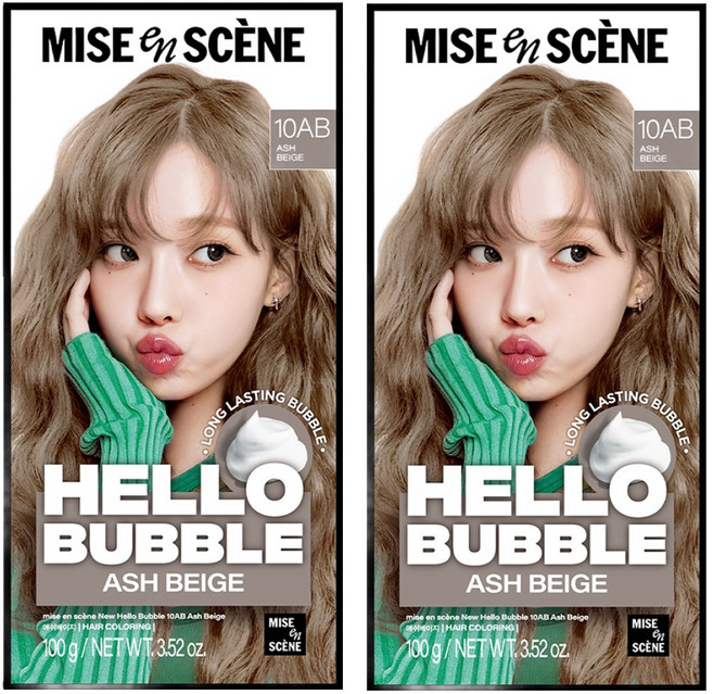 mise en scene 魅尚萱 Hello Bubble泡沫染髮劑, 10AB霧灰奶茶, 2盒