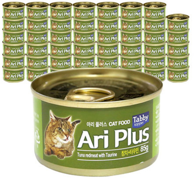 테비토퍼 고양이 아리플러스 간식캔, 혼합맛(참치/타우린), 85g, 48개