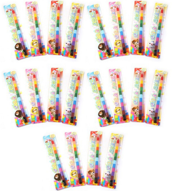 블럭 색연필, 20개, 12색