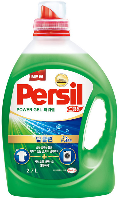 퍼실 딥클린 9중효소 파워젤 드럼용 액상세제 본품, 2.7L, 1개