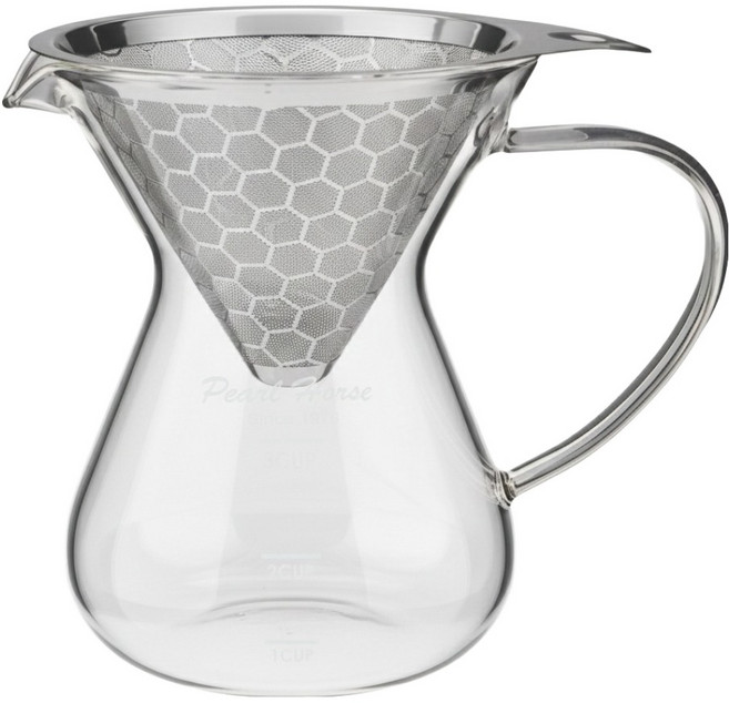 Pearl Horse 寶馬 巴魯尼雙網手沖咖啡壺 TA-G-10-3D, 濾杯 + 玻璃壺, 400cc, 1個