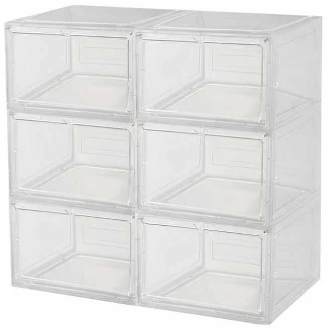 AOTTO 創意傢俱 磁吸加厚正開收納鞋盒 AL-210W 6個, 透明, 1組