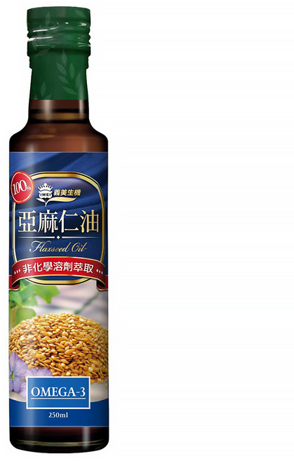 義美生機 亞麻仁油 非化學溶劑萃取 Omega-3, 250ml, 1瓶