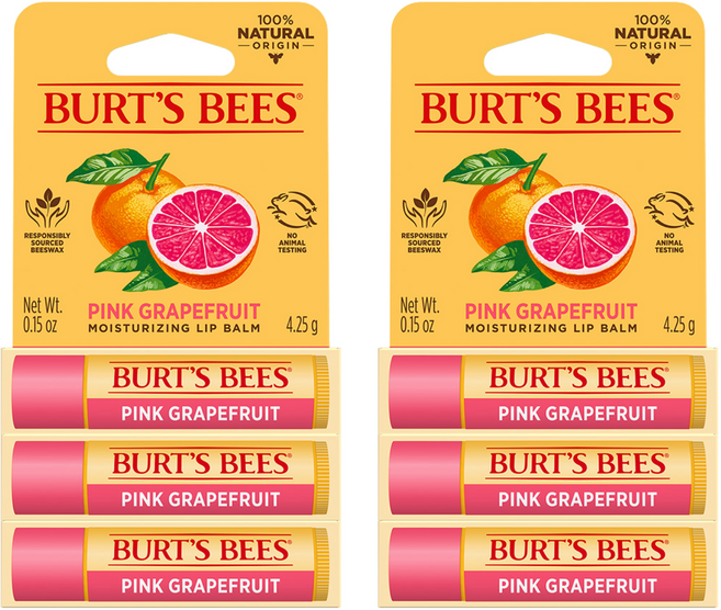 버츠비 모이스춰 라이징 립밤, 핑크 그레이프 후르츠, 4.25g, 6개