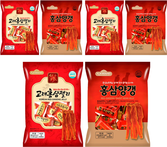 일광제과 홍삼양갱 250g + 고려홍삼젤리 280g, 3세트