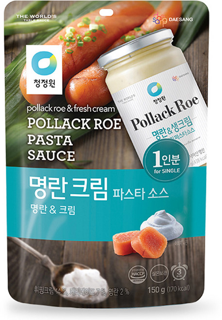 청정원 싱글 파우치 명란 크림 파스타 소스, 150g, 1개