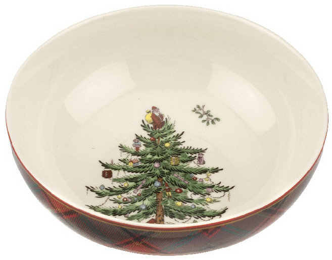 스포드 포트메리온 크리스마스 트리 타탄 볼 16.5cm, 아이보리 + 레드 + 그린 + 브라운, 1개