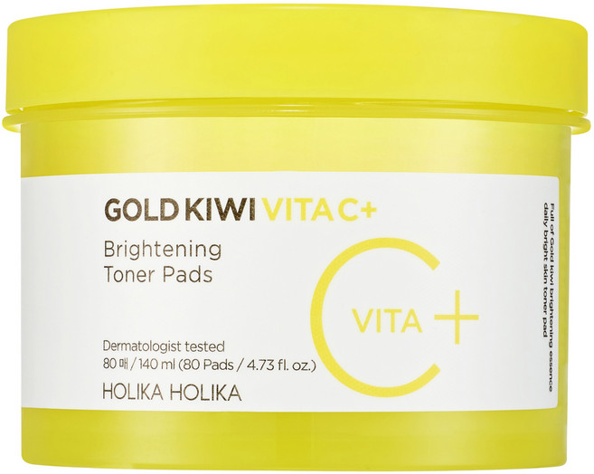 홀리카홀리카 골드 키위 비타 씨플러스 브라이트닝 토너 패드 140ml, 80개입, 1개