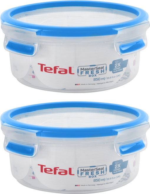 Tefal 特福 MasterSeal PP保鮮盒 圓型 K3022312, 1個容器 + 1個蓋子, 2個