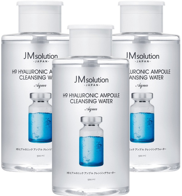 제이엠솔루션 H9 히아루로닉 앰플 클렌징 워터 아쿠아, 500ml, 3개