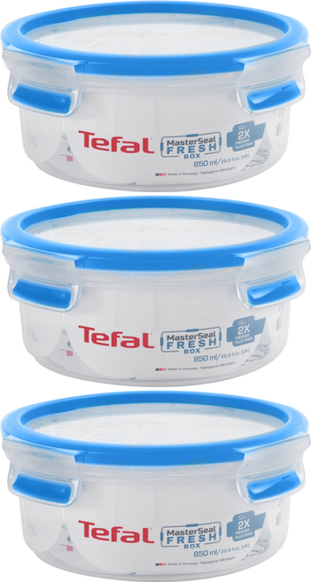 Tefal 特福 MasterSeal PP保鮮盒 圓型 K3022312, 1個容器 + 1個蓋子, 3個