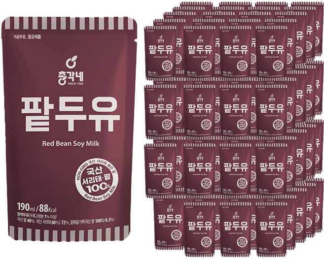 총각네 국산 서리태 팥두유, 190ml, 60개