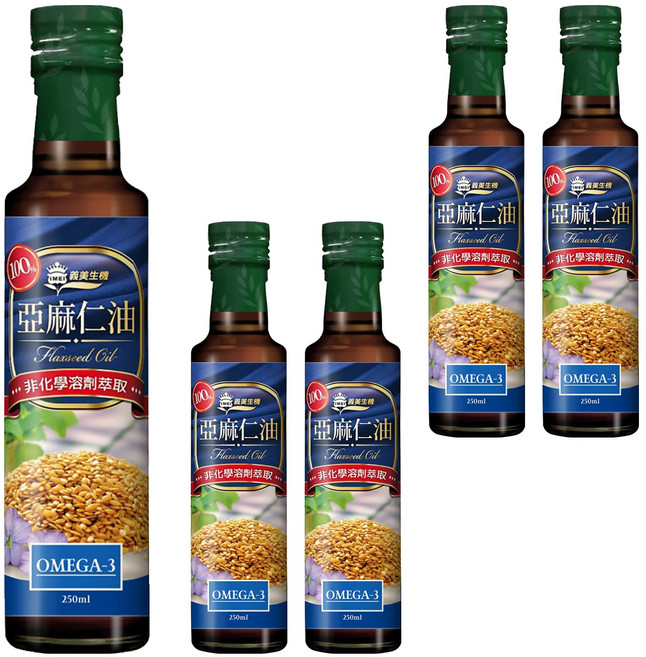 義美生機 亞麻仁油, 250ml, 5瓶