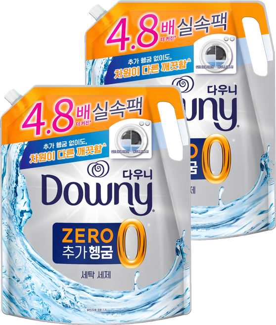다우니 제로 추가 헹굼 액상세제 리필, 2.2L, 2개