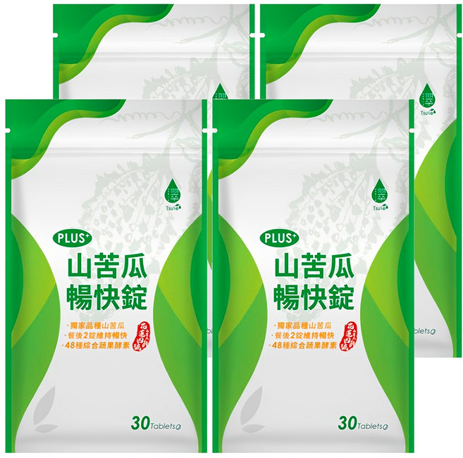 Tsuie 日濢 山苦瓜暢快錠加強版PLUS, 490mg, 30顆, 4包