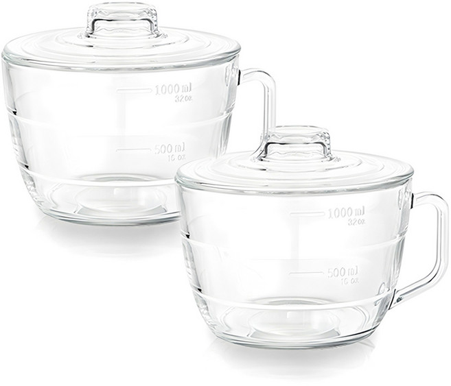 글라스락 렌지쿡 누들용 용기 1L, 투명, 2개