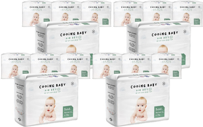 Cooing 에어드라이 풀커버 밴드형 기저귀 유아용, 중형(M), 480매