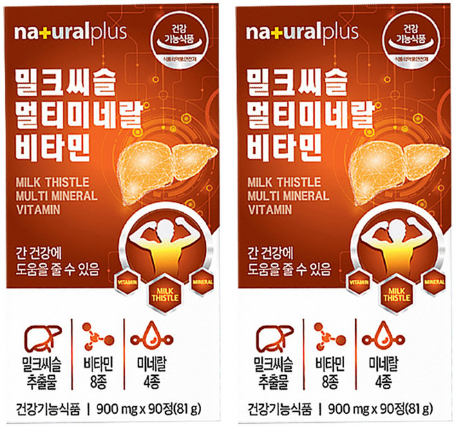 내츄럴플러스 밀크씨슬 멀티미네랄 비타민, 90정, 2개