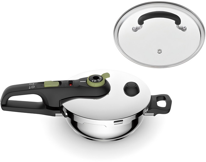 테팔 시큐어 트렌디 인덕션 압력솥 2인용 + 유리뚜껑, 2L, 실버, 1세트