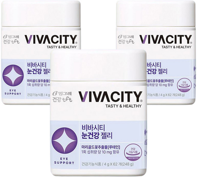 TFT 비바시티 구미젤리 루테인 베리믹스맛 4g, 62정, 3개