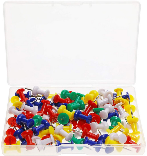MaDaKkuMi 彩色透明圖釘文件固定釘 01混合色, 80個, 1組