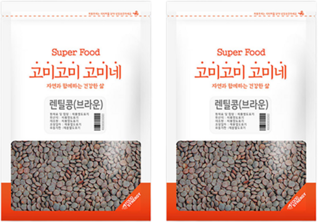 고미네 브라운렌틸콩, 500g, 2개