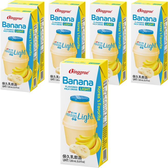 Binggrae Banana Flavored Milk 香蕉牛奶 保久乳飲品, 200ml, 6個